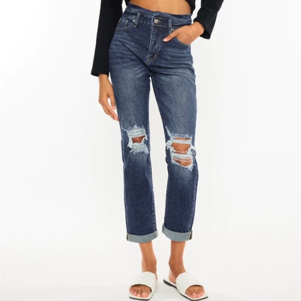 Kancan Women's Chantal Ultra High Rise Mom Jeans Size 7 27 Blue